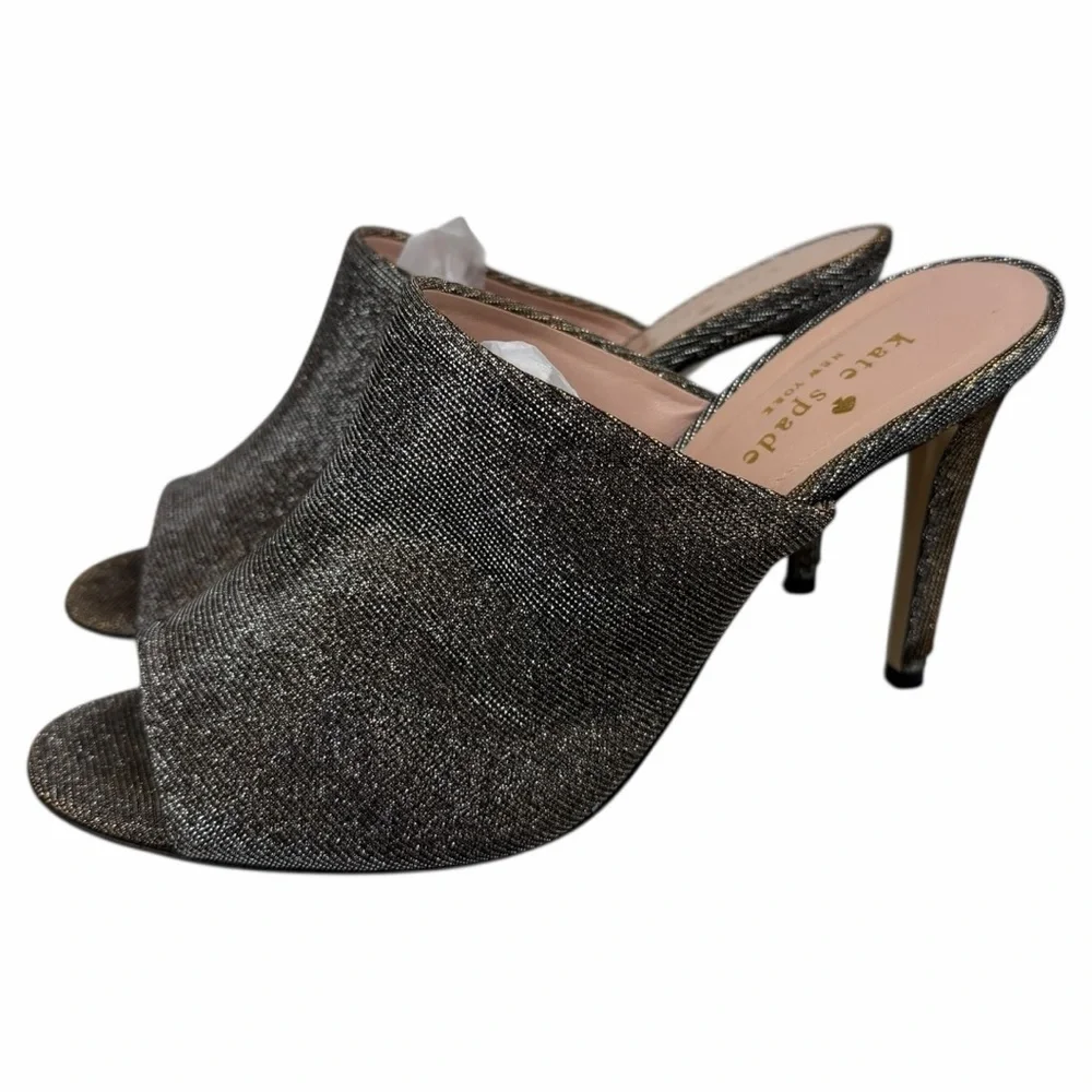Kate Spade New York Peep-Toe Polished Glitter High Mule Women's Size 8B